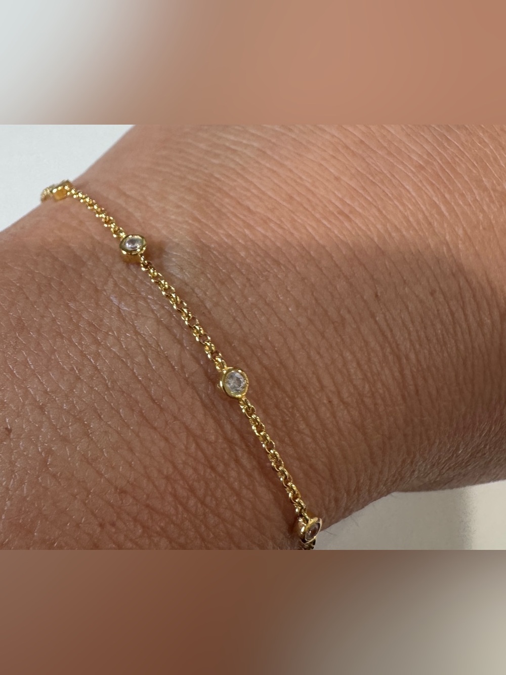 BaubleBar Gold Tone Chain Bracelet with Clear Crystals